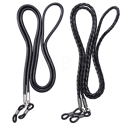2Pcs 2 Styles Cowhide Neck Strap for Eyeglasses AJEW-CL0004-76B-1