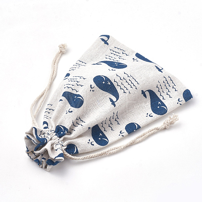 Polycotton(Polyester Cotton) Packing Pouches Drawstring Bags ABAG-S003-02-M-1