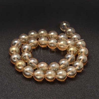 Full Rainbow Plated Round Glass Beads Strands X-EGLA-I001-10mm-01-1