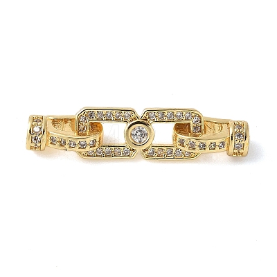 Brass Pave Clear Cubic Zirconia Fold Over Clasps KK-M320-25G-1