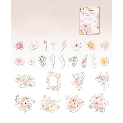 25Pcs Flowers Theme DIY Paper Stickers STIC-U004-02E-1