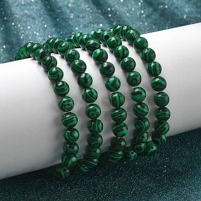 Synthetic Malachite(Dyed) Bead Stretch Bracelets BJEW-K212-B-031-1