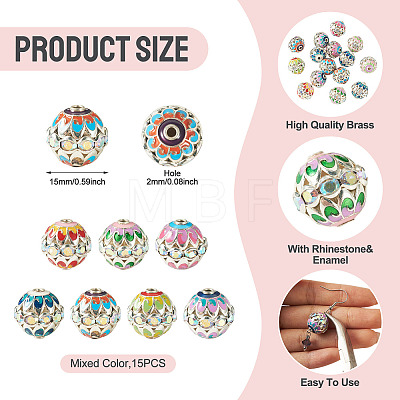 15Pcs Brass Enamel Beads KK-TA0009-20P-1