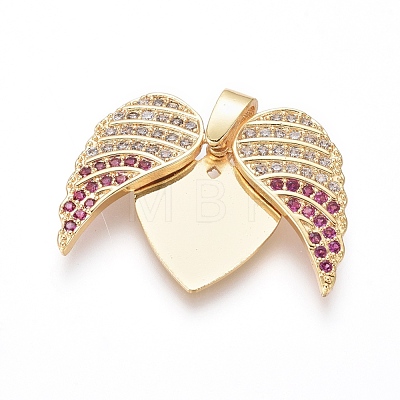 Valentine's Day Brass Micro Pave Cubic Zirconia Openable Pendants ZIRC-I032-29G-1