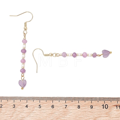 Heart 304 Stainless Steel & Glass Seed Beads Dangle Earrings EJEW-MZ00718-1