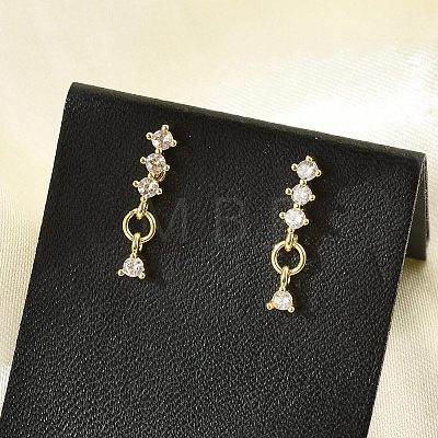 Brass Micro Pave Clear Cubic Zirconia Stud Earrings EJEW-R016-26G-01-1