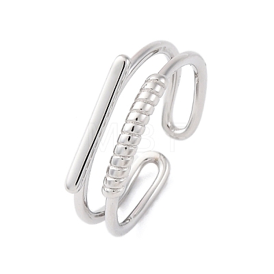 925 Sterling Silver Cuff Rings for Women RJEW-U046-02P-1