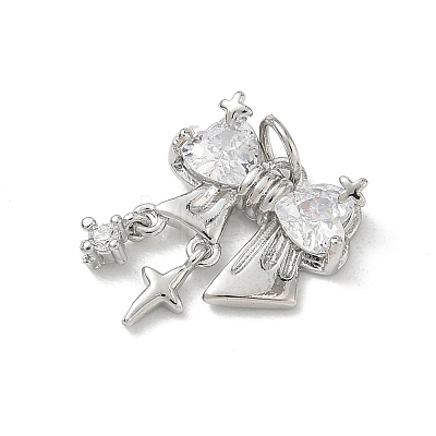 Brass Micro Pave Clear Cubic Zirconia Pendants CU-CBA9FFD-03P-1
