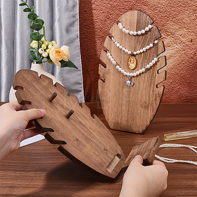 Wood Necklaces Organizer Display Holder NDIS-WH0017-12A-1