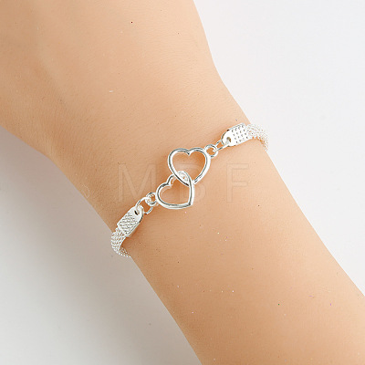 Double Heart Alloy Link Bracelets FS-WGC61CE-02-1