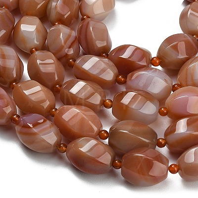 Natural Red Banded Agate Beads Strands G-B178-K01-01-1