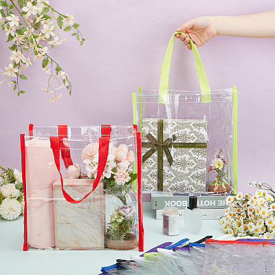 12Pcs 6 Colors Rectangle Transparent PVC Plastic Bags ABAG-FG0001-14-1