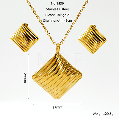 304 Stainless Steel Pendant Necklaces & Stud Earrings FS-WG14082-10-1