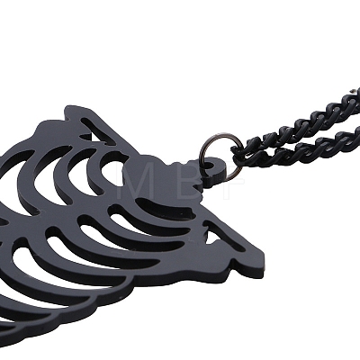 Halloween Breastbone Skull Acrylic Pendant Necklace for Women HAWE-PW0001-228-1