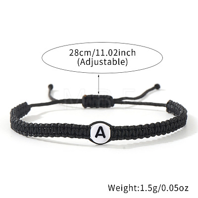 Flat Round with Letter Pattern Resin Beads Braided Bead Bracelets FS-WG43323-01-1