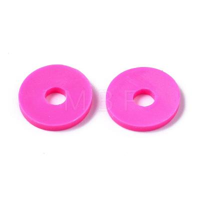 Flat Round Handmade Polymer Clay Beads CLAY-R067-10mm-31-1