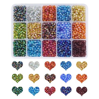 345~375G 15 Styles 6/0 Glass Seed Beads SEED-SZ0001-08-1