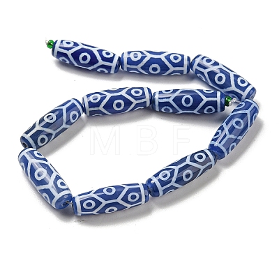 Blue Tibetan Style dZi Beads Strands TDZI-NH0001-B09-01-1