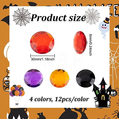 48Pcs 4 Styles Halloween Self-Adhesive Acrylic Rhinestone Stickers STIC-FG0001-06-1