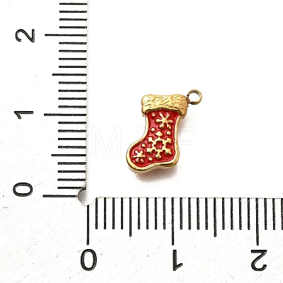 Christmas 304 Stainless Steel Red Enamel Charms STAS-L022-468G-1