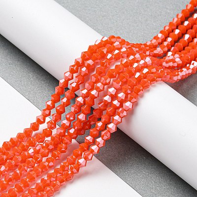 Opaque Solid Color Electroplate Glass Beads Strands GLAA-F029-P4mm-C03-1