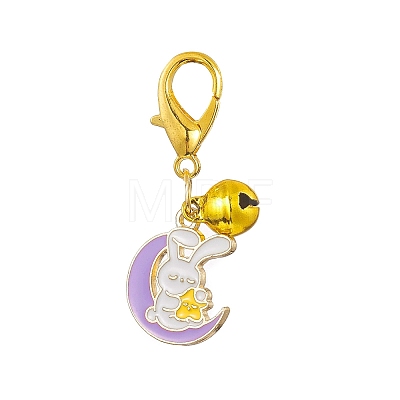 Moon with Rabbit Alloy Enamel Pendant Decoraiton HJEW-JM00961-1