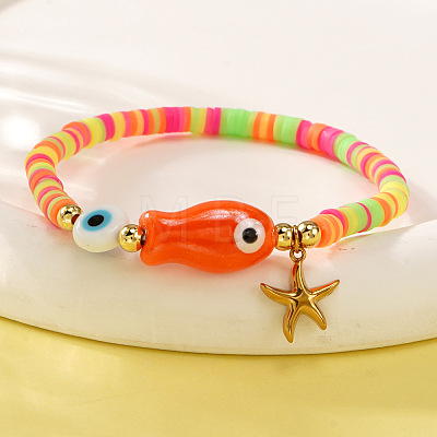 Porcelain Fish & Starfish Charms Bracelet CM3772-1