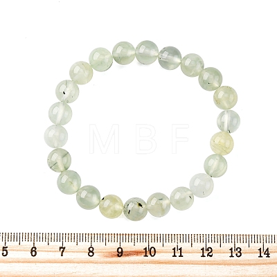 Natural Prehnite Round Beaded Stretch Bracelets for Men Women BJEW-G743-01F-1