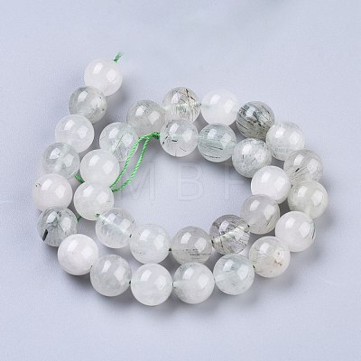 Natural Green Rutilated Quartz Beads Strands G-R475-013D-1