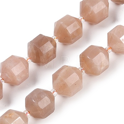 Natural Peach Moonstone Beads Strands G-O201B-126H-1