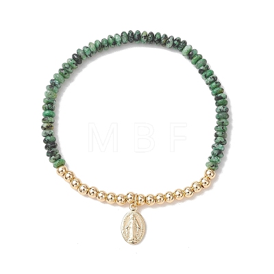 2Pcs Natural African Turquoise(Jasper) Beads Stretch Bracelets BJEW-JB13415-01-1