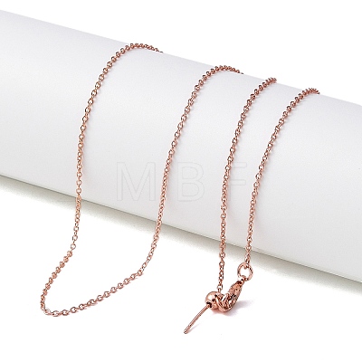 1mm Rack Plating Brass Cable Chain Adjustable Slider Necklaces for Women Men MAK-L044-55RG-1