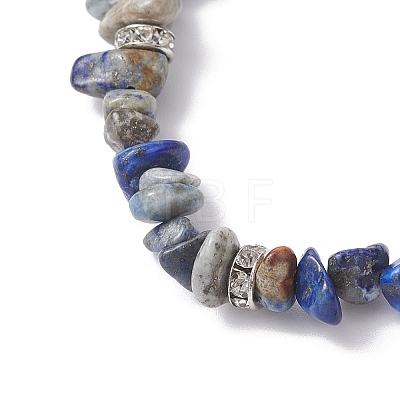 Natural Lapis Lazuli Chip Beaded Stretch Bracelets BJEW-JB12316-03-1