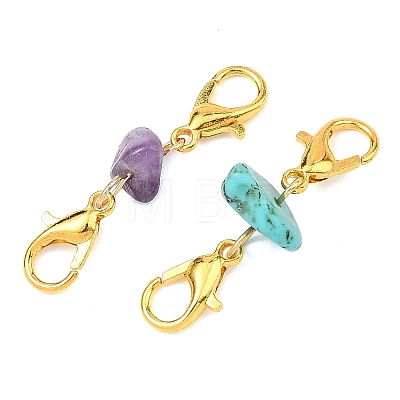 28Pcs 7 Styles Natural & Synthetic Mixed Gemstone Chip Bead Connector Charms PALLOY-JF05612-02-1