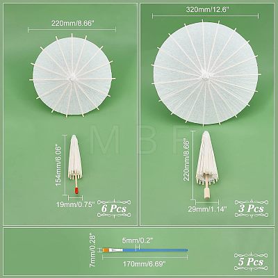 CHGCRAFT 14Pcs 3 Styles DIY Blank Craft Paper Umbrella DIY-CA0003-55-1