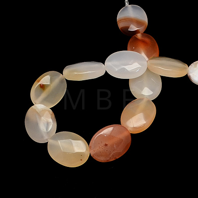 Faceted Oval Dyed Natural Carnelian Beads Strands G-R303-02-1