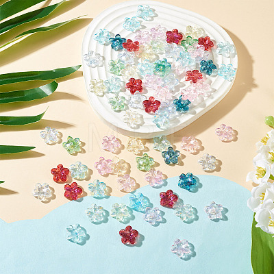 135Pcs 9 Colors Baking Paint Transparent Glass Beads DGLA-TA0001-59-1
