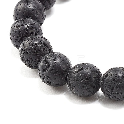 Electroplated Natural Lava Rock Round Beads Essential Oil Anxiety Aromatherapy Bracelets BJEW-JB06923-1