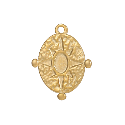304 Stainless Steel Pendant Cabochon Settings STAS-OY009-09G-1