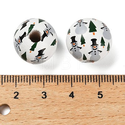 Christmas Printed Schima Wood European Beads WOOD-G024-02B-1