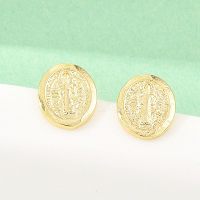 Religion Brass Stud Earrings EJEW-F405-23F-G-1