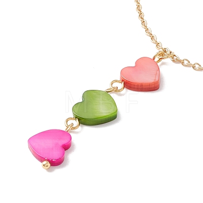 Natural Shell Heart Pendant Necklace with 304 Stainless Steel Chains for Women NJEW-C016-17G-1