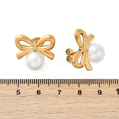 304 Stainless Steel Natural Shell Stud Earrings EJEW-G423-10G-01-1