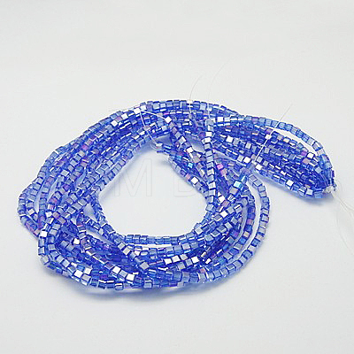 Electroplate Glass Beads Strands EGLA-D018-8x8mm-79-1