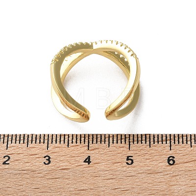 Adjustable Brass Micro Pave Clear Cubic Zirconia Cuff Rings RJEW-F101-17G-1