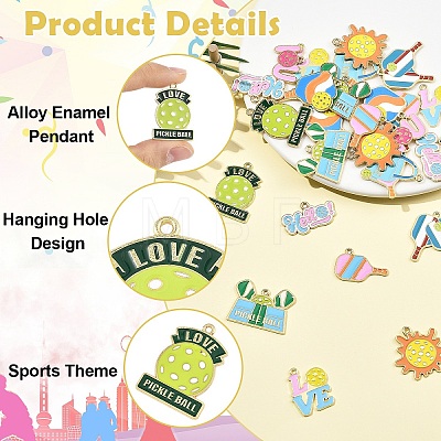 30Pcs 10 Styles Alloy Enamel Sports Pendants ENAM-YW0008-86-1