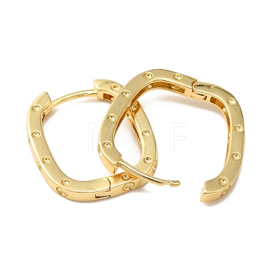 Brass Oval with Polka Dot Hoop Earrings for Woman EJEW-F314-02B-G-1