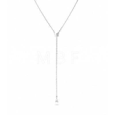 S925 Silver Butterfly Chain Necklace with Diamond Tassel Lock Collar OL9104-2-1