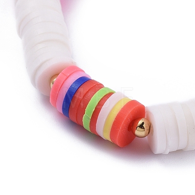 Handmade Polymer Clay Heishi Beads Stretch Bracelets BJEW-JB05088-01-1