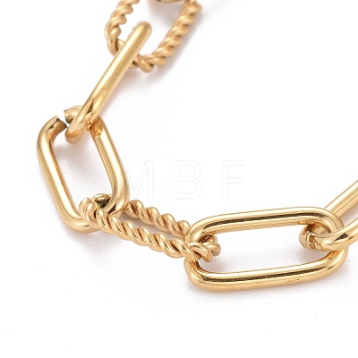 Ion Plating(IP) 304 Stainless Steel Paperclip Chain Bracelets BJEW-F412-03G-1